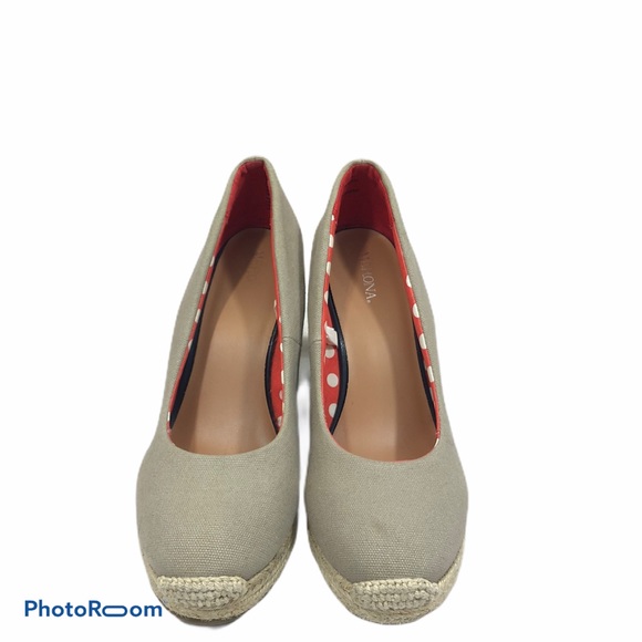 Merona Shoes - Beige Canvas Espadrille Wedge Pumps Size 8